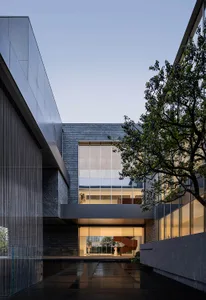 Modern building featuring glass and concrete materials