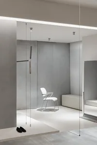 Minimalist retail space with metallic accents