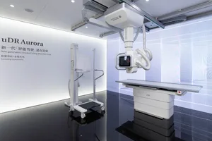 uDR Aurora X-Ray Machine with a ceiling-mounted unit and a mobile stand.