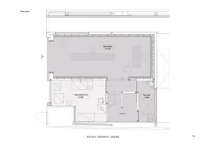 Floor plan of a knife gallery featuring steel, concrete, and glass materials.