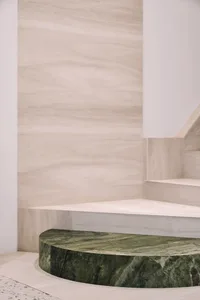 Modern interior design featuring marble elements.