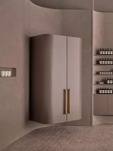 An interior design scene featuring modern, minimalist furniture made of concrete.