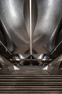 Stairs in a modern interior designed with concrete material