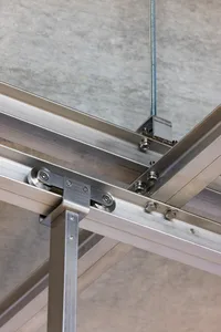 Metal frame construction with concrete surface