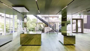 An image showcasing modern interior design with metallic mirrors.