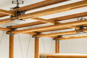 Exposed bamboo ceiling structure