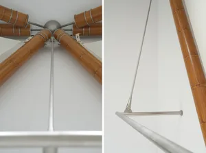 Minimalist hardware made of metal with wooden accents