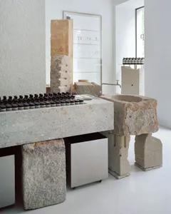 A modern interior with concrete materials and minimalist design