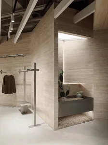 Modern retail store with concrete walls and minimalist design