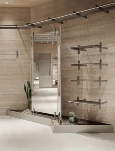 Modern retail storefront with minimalist metal interior design