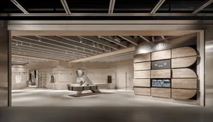 A modern retail store featuring a concrete interior.