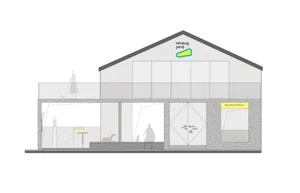 A concrete floor plan of an animal shelter showing the layout and design of the facility.