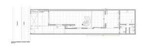 2D architectural drawing of a residential floor plan with rooms and dimensions labeled