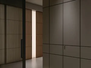 Modern minimalist apartment interior with metal links.