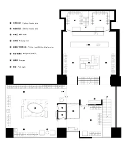 Detailed retail store layout floor plan showcasing the design and functional zones of a retail store.