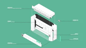 An architectural illustration showcasing a modern interior design with stainless steel features.