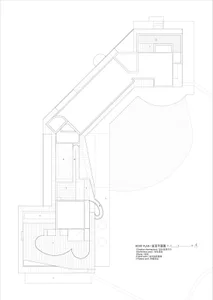 一張詳細的建築屋頂平面圖，標示包含戶外觀景平台、羽毛球場、坡道、spi