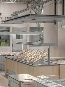 Industrial retail space featuring metal accents and open industrial design
