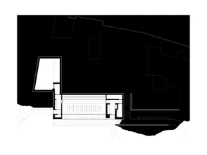 Modern architectural floor plan in black and white
