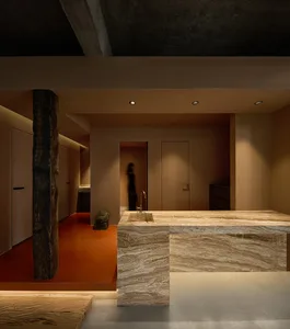 Modern bathroom with stone elements and minimalist design