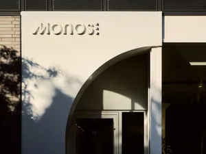 Modern concrete building entrance