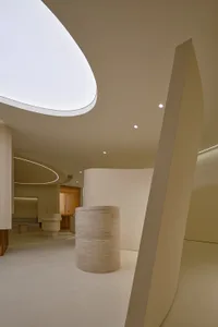 Modern interior design featuring minimalist concrete elements.