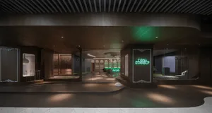 Modern retail space featuring a wooden interior