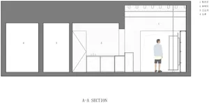An architectural storefront design featuring exposed concrete block walls.