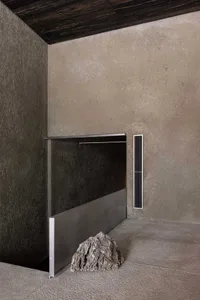 Concrete architectural interior design with minimalist elements.