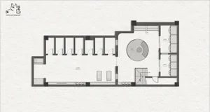 Floor plan of a PetLive Center office on a piece of paper.