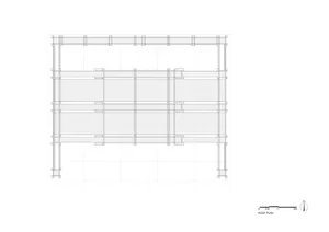 A detailed 2D architectural drawing of a metal-frame roof plan.