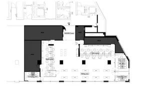 Detailed floor plan of a modern office layout.