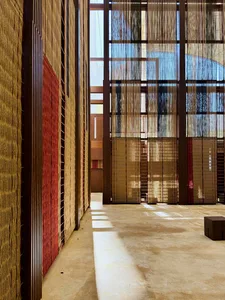 Modern interior design featuring textiles and lighting