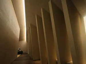 Modern interior design featuring concrete material in a corridor