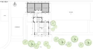 2D architectural drawing of a floor plan for an academy.
