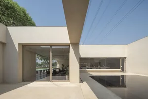 Modern architectural space with concrete walls and flooring