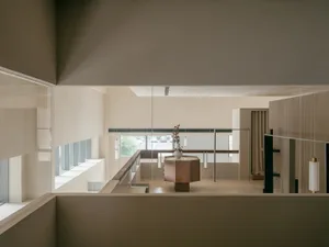 Modern office space featuring clean lines and contemporary materials.