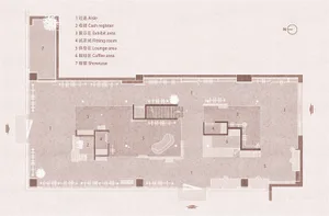 2D architectural drawing of a store interior with labeled functional zones.