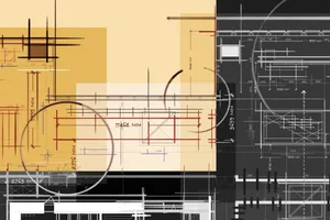 A detailed architectural blueprint with lines and measurements.