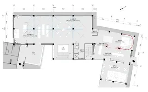 Industrially styled architectural plan with concrete floors and various functional zones.