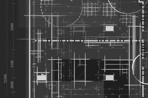 A detailed blueprint of an industrial floor plan.