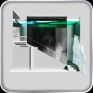 Modern interior design featuring a white glass staircase.