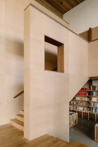 A modern staircase made of wood
