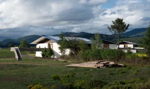 Modern residential architecture with a prominent use of wood materials.