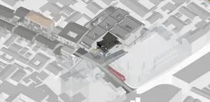 傳統都市歷史建築結構的等角視圖。