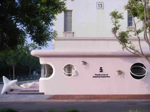 A minimalist architectural rendering showcasing sleek, modern lines and clean surfaces.