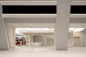 Modern retail storefront designed with concrete material