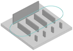 3D rendering of a metal structure in an indoor environment