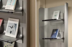 A sleek modern metallic bookshelf with a minimalist design.