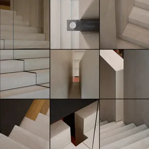Modern interior space featuring concrete stairs with minimalist design.